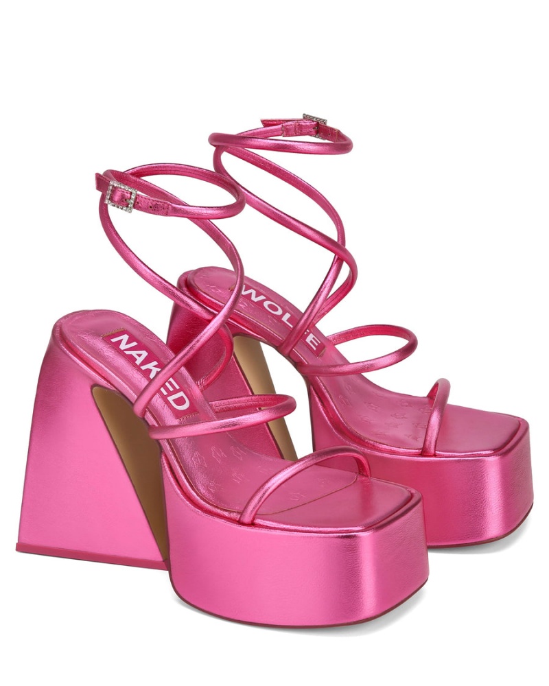 Sandali con Tacco Naked Wolfe Angel Metallic Donna Rosa | NYJ4659FK