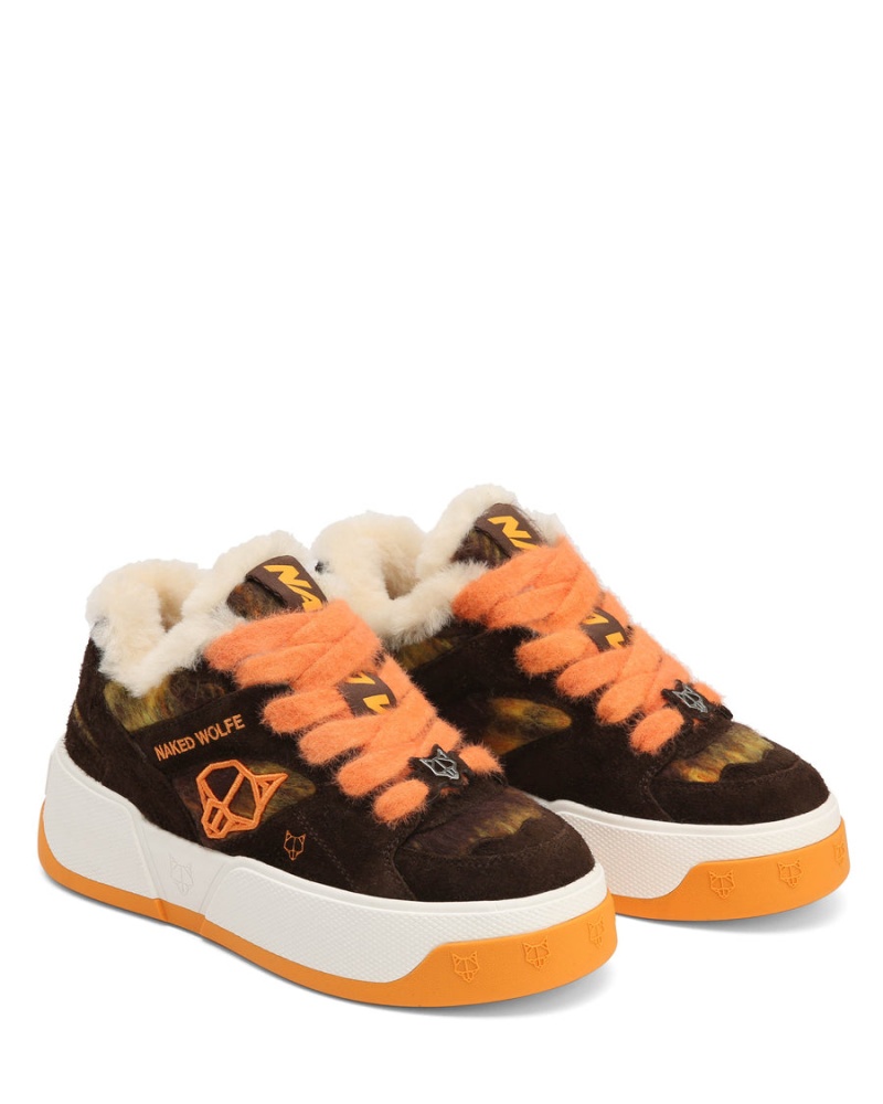 Sneakers Naked Wolfe Crash Hairy Cow Scamosciate Lana Vergine Donna Arancioni | WQP6380LH